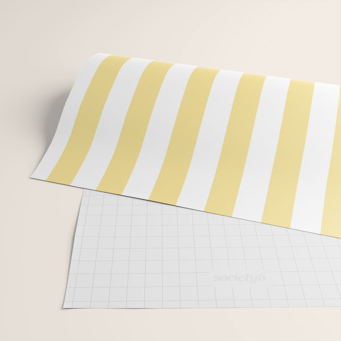 Bold Vertical Stripes Pattern - butter yellow and white Wrapping Paper Gallery Image 2