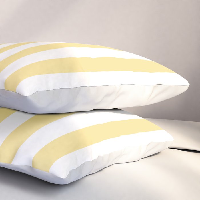 Bold Vertical Stripes Pattern - butter yellow and white Pillow Sham Gallery Image 3