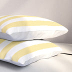 Bold Vertical Stripes Pattern - butter yellow and white Pillow Sham Gallery Image 3