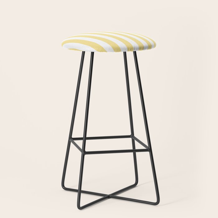 Bold Vertical Stripes Pattern - butter yellow and white Stool Gallery Image 1