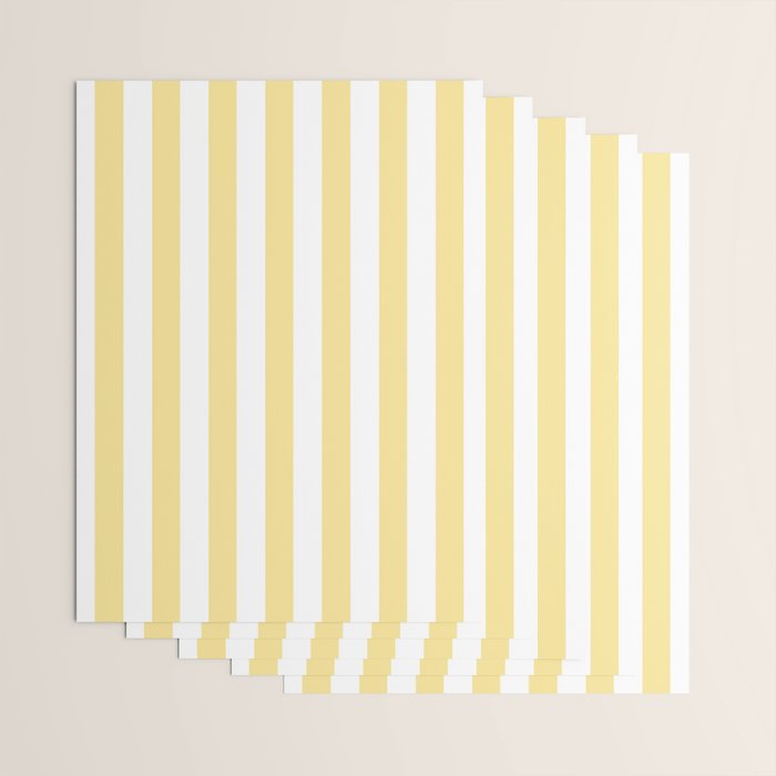 Bold Vertical Stripes Pattern - butter yellow and white Wrapping Paper Gallery Image 3