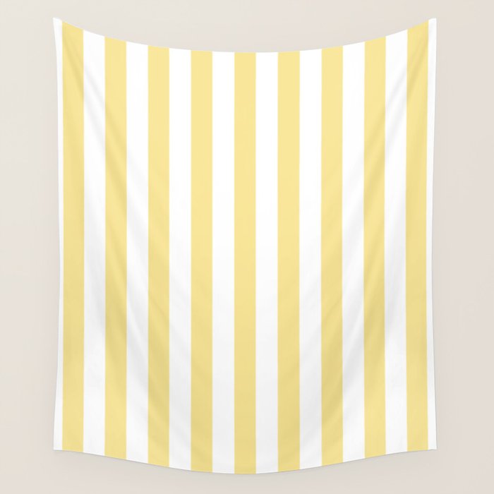 Bold Vertical Stripes Pattern - butter yellow and white Wall Tapestry Gallery Image 4