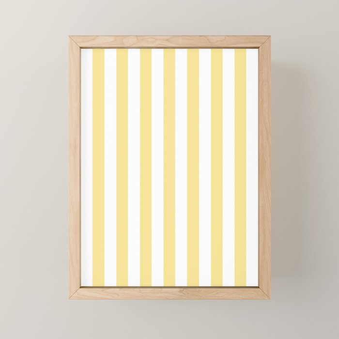 Bold Vertical Stripes Pattern - butter yellow and white Mini Art Print Gallery Image 1