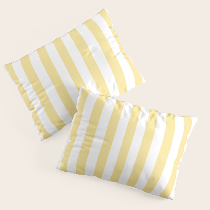 Bold Vertical Stripes Pattern - butter yellow and white Pillow Sham Gallery Image 1