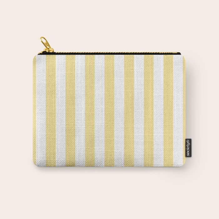 Bold Vertical Stripes Pattern - butter yellow and white Carry All Pouch Gallery Image 1