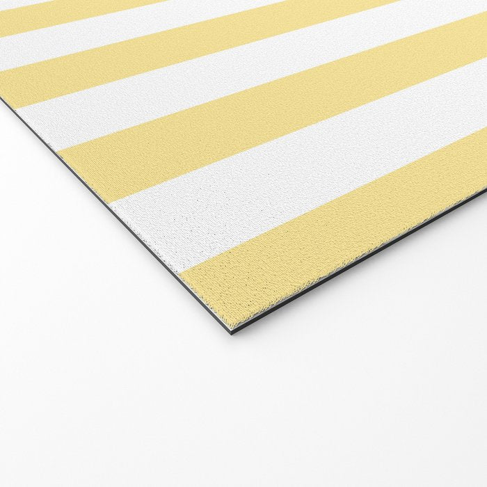 Bold Vertical Stripes Pattern - butter yellow and white Welcome Mat Gallery Image 2