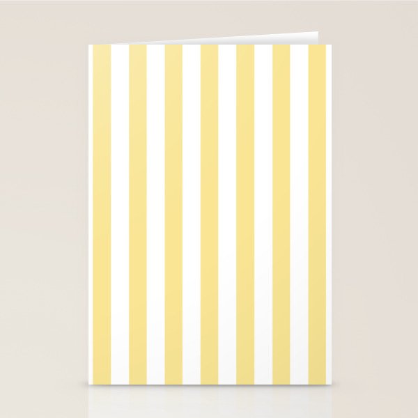Bold Vertical Stripes Pattern - butter yellow and white Stationery Card Gallery Image 1