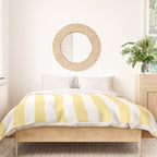 Bold Vertical Stripes Pattern - butter yellow and white Duvet Cover Gallery Image 3