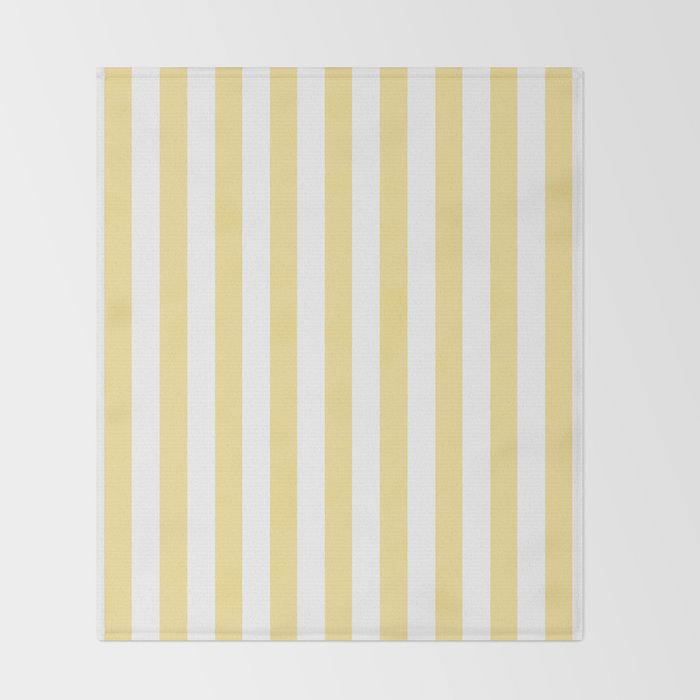 Bold Vertical Stripes Pattern - butter yellow and white Throw Blanket Gallery Image 2