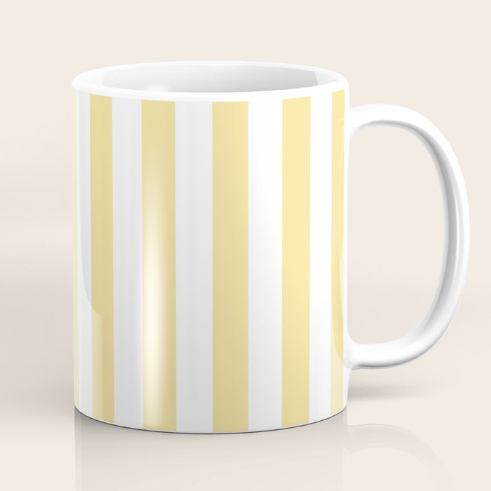 Bold Vertical Stripes Pattern - butter yellow and white Coffee Mug Gallery Image 1