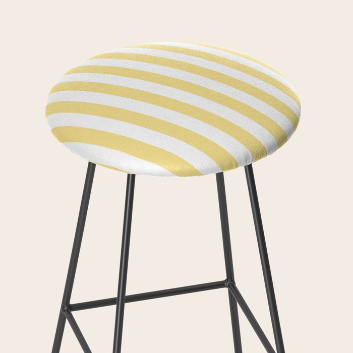 Bold Vertical Stripes Pattern - butter yellow and white Stool Gallery Image 2
