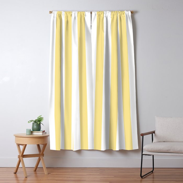 Bold Vertical Stripes Pattern - butter yellow and white Window Curtain Gallery Image 5