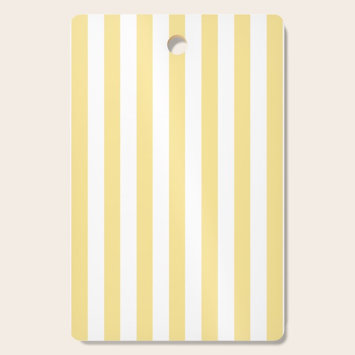 Bold Vertical Stripes Pattern - butter yellow and white Cutting Board Gallery Image 1