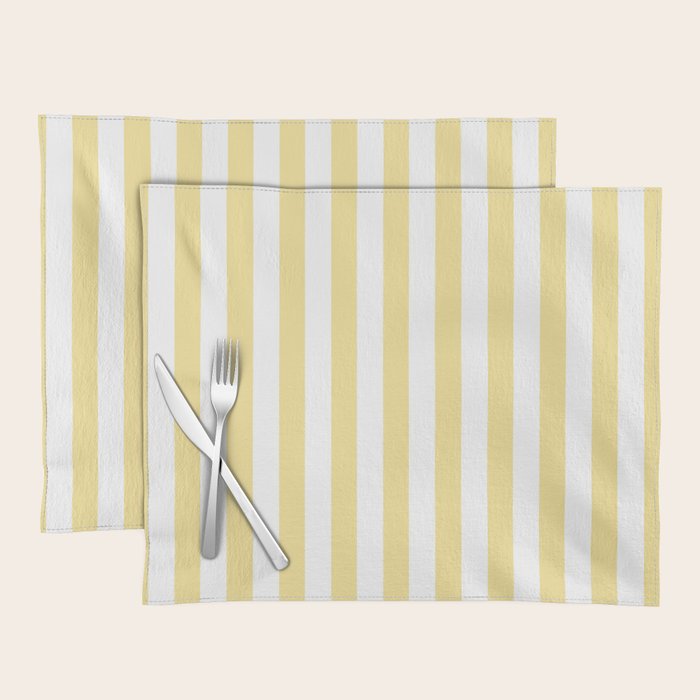 Bold Vertical Stripes Pattern - butter yellow and white Placemat Gallery Image 1