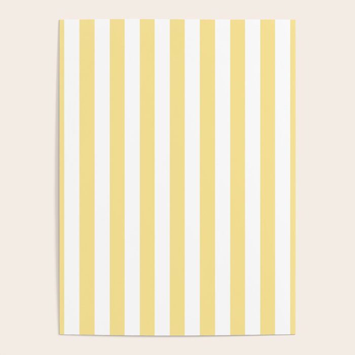Bold Vertical Stripes Pattern - butter yellow and white Poster Gallery Image 1
