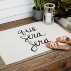 Whatever Will Be, Will Be (Black Ink) Outdoor Rug Gallery Image 2