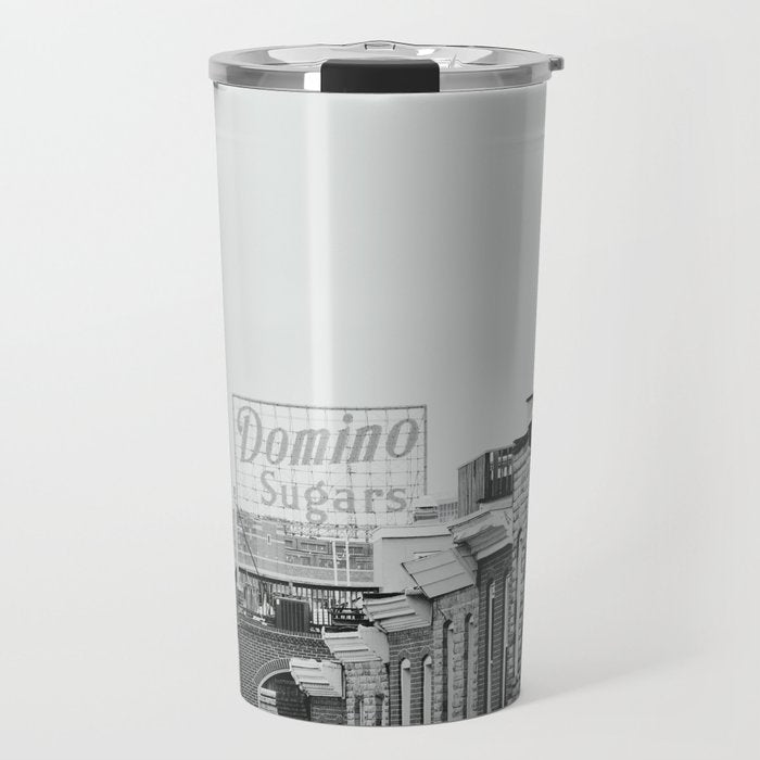 Domino Sugars Building Black and White Baltimore Photograph Travel Mug Gallery Image 1