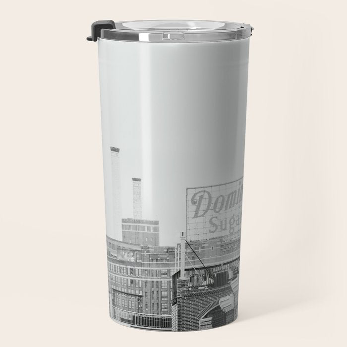 Domino Sugars Building Black and White Baltimore Photograph Travel Mug Gallery Image 3