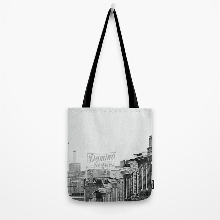Domino Sugars Building Black and White Baltimore Photograph Tote Bag Gallery Image 2