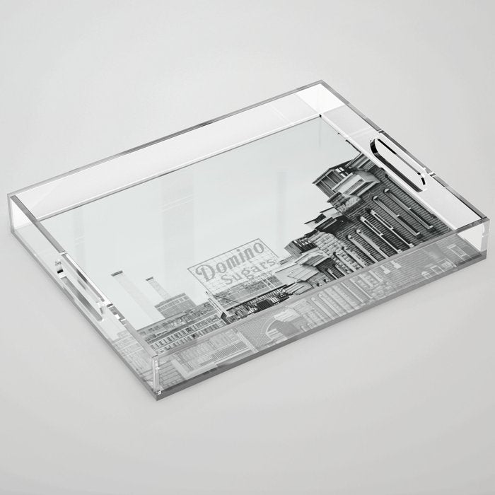 Domino Sugars Building Black and White Baltimore Photograph Acrylic Tray Gallery Image 1