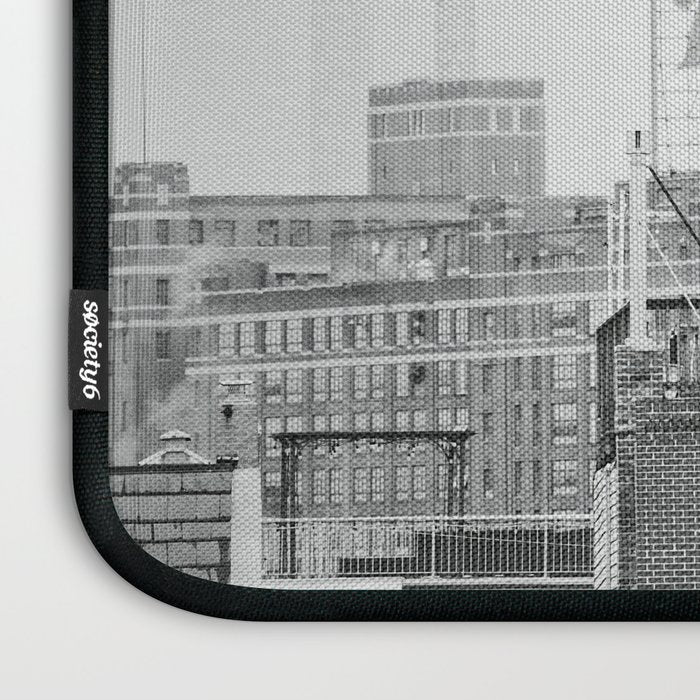 Domino Sugars Building Black and White Baltimore Photograph Laptop Sleeve Gallery Image 3