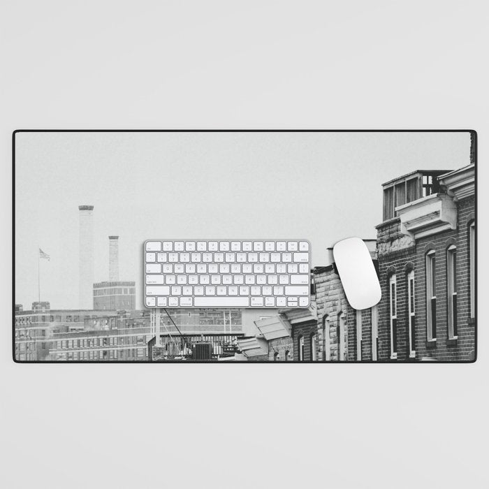 Domino Sugars Building Black and White Baltimore Photograph Desk Mat Gallery Image 1