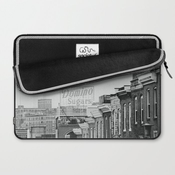 Domino Sugars Building Black and White Baltimore Photograph Laptop Sleeve Gallery Image 2