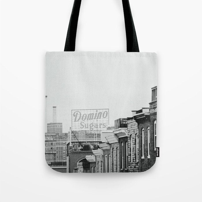 Domino Sugars Building Black and White Baltimore Photograph Tote Bag Gallery Image 1
