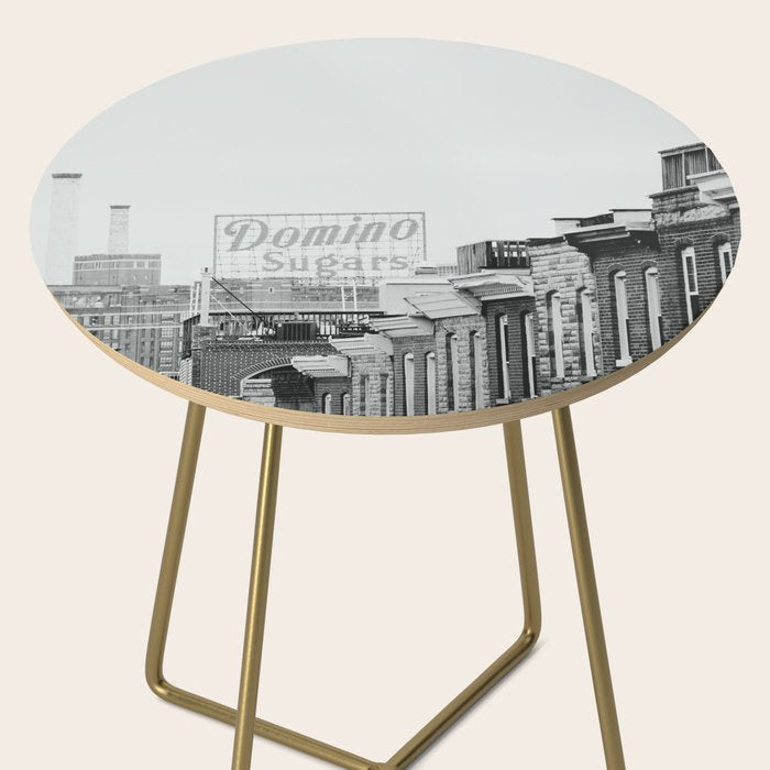 Domino Sugars Building Black and White Baltimore Photograph Side Table Gallery Image 2