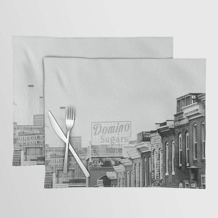 Domino Sugars Building Black and White Baltimore Photograph Placemat Gallery Image 1