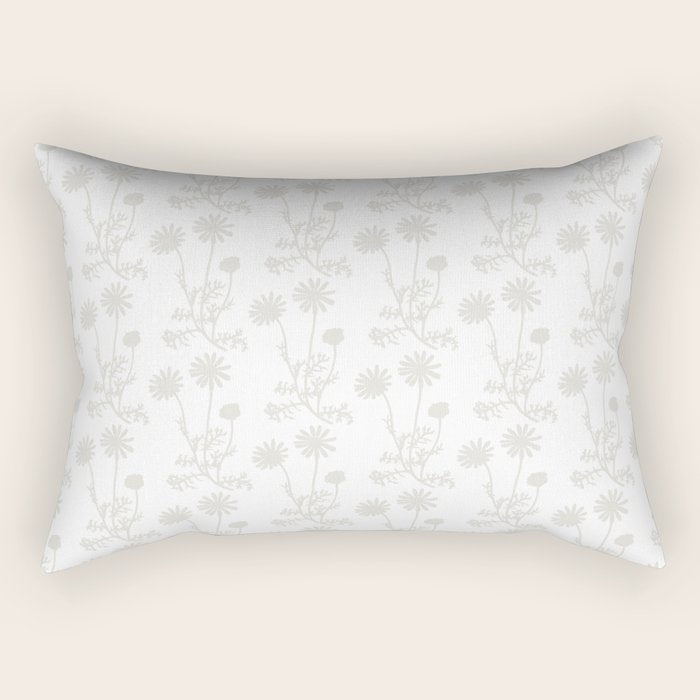 White Floral Botanical Wild Daisies Cottage Pattern Petite Rectangular Pillow Gallery Image 2