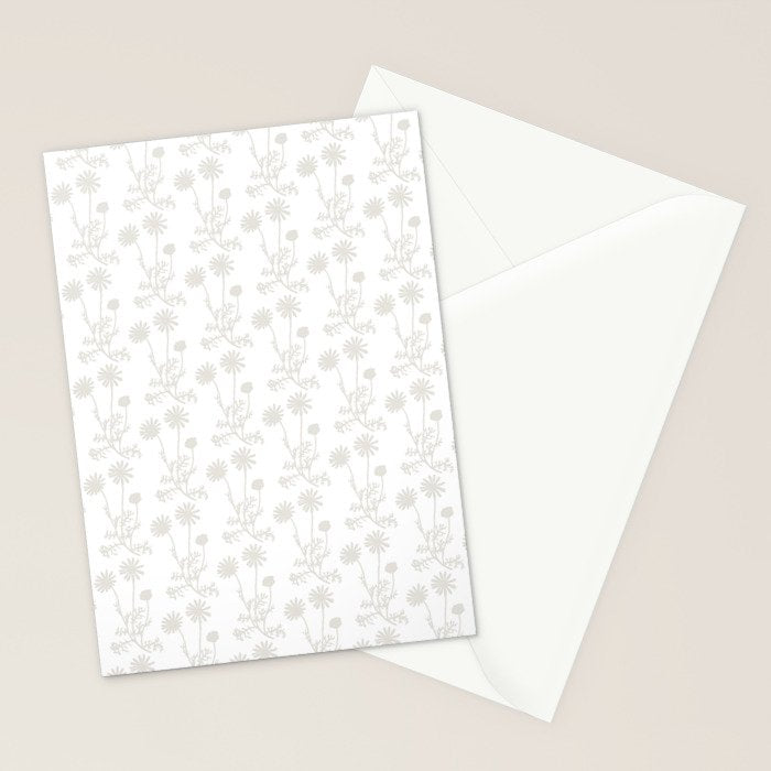 White Floral Botanical Wild Daisies Cottage Pattern Petite Stationery Card Gallery Image 2