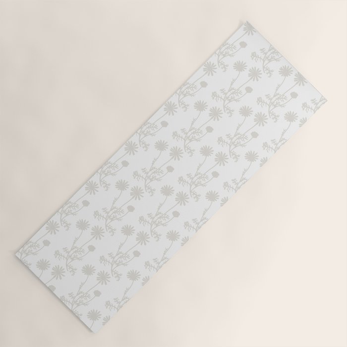White Floral Botanical Wild Daisies Cottage Pattern Petite Yoga Mat Gallery Image 1