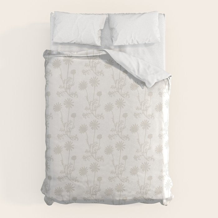 White Floral Botanical Wild Daisies Cottage Pattern Petite Duvet Cover Gallery Image 1