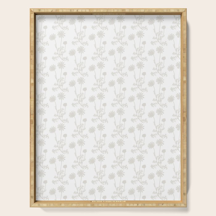 White Floral Botanical Wild Daisies Cottage Pattern Petite Serving Tray Gallery Image 1