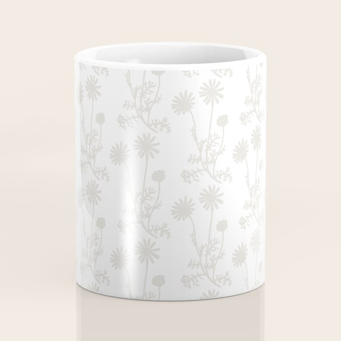White Floral Botanical Wild Daisies Cottage Pattern Petite Coffee Mug Gallery Image 4