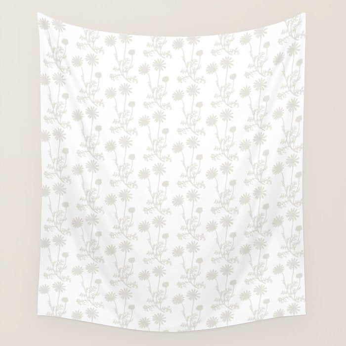 White Floral Botanical Wild Daisies Cottage Pattern Petite Wall Tapestry Gallery Image 4