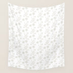 White Floral Botanical Wild Daisies Cottage Pattern Petite Wall Tapestry Gallery Image 4