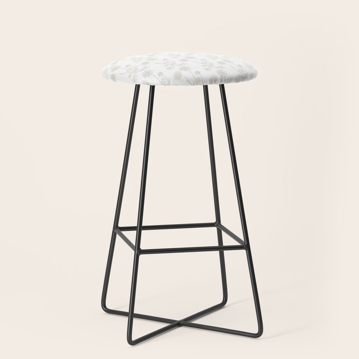 White Floral Botanical Wild Daisies Cottage Pattern Petite Stool Gallery Image 1