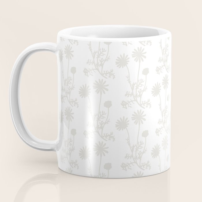 White Floral Botanical Wild Daisies Cottage Pattern Petite Coffee Mug Gallery Image 3