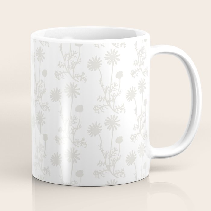 White Floral Botanical Wild Daisies Cottage Pattern Petite Coffee Mug Gallery Image 1