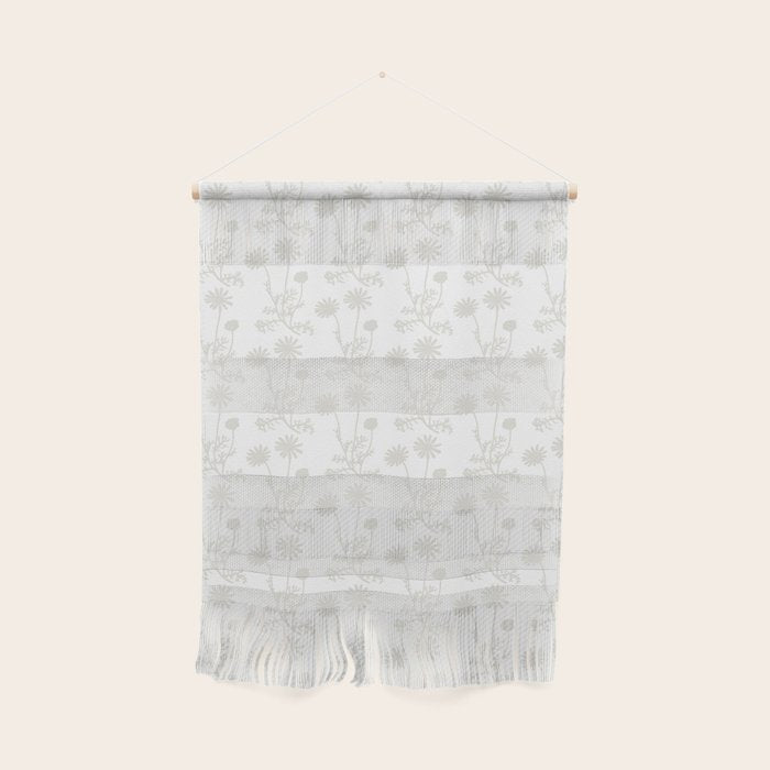 White Floral Botanical Wild Daisies Cottage Pattern Petite Wall Hanging Gallery Image 1