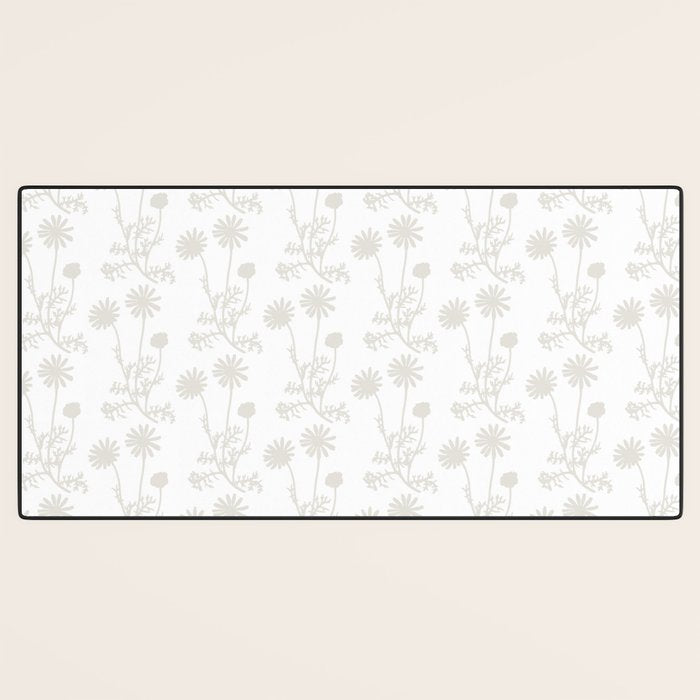White Floral Botanical Wild Daisies Cottage Pattern Petite Desk Mat Gallery Image 3