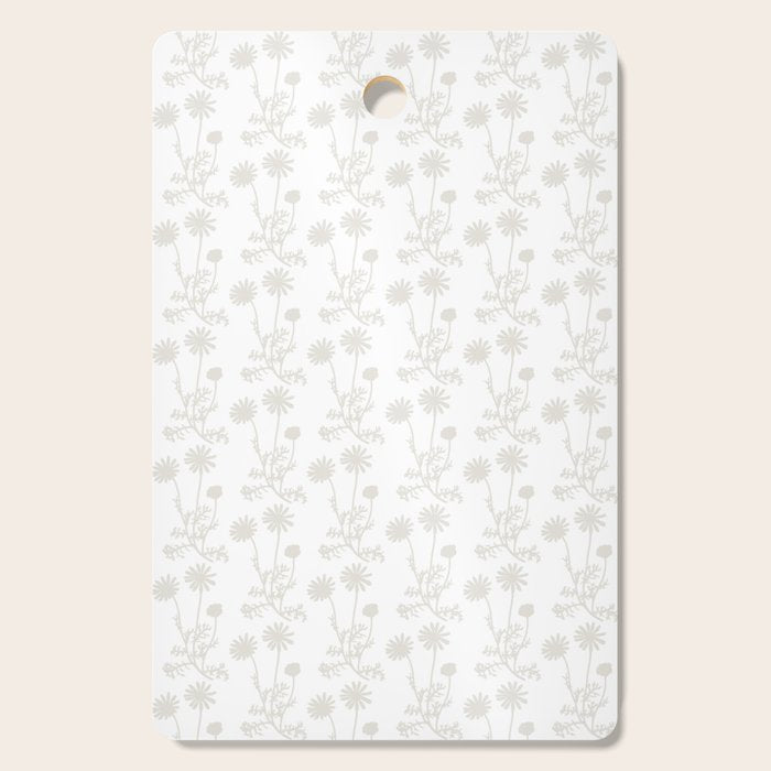 White Floral Botanical Wild Daisies Cottage Pattern Petite Cutting Board Gallery Image 1