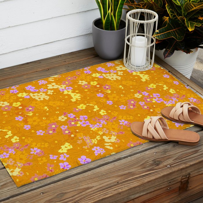 Summer Garden (Orange) Outdoor Rug Gallery Image 2