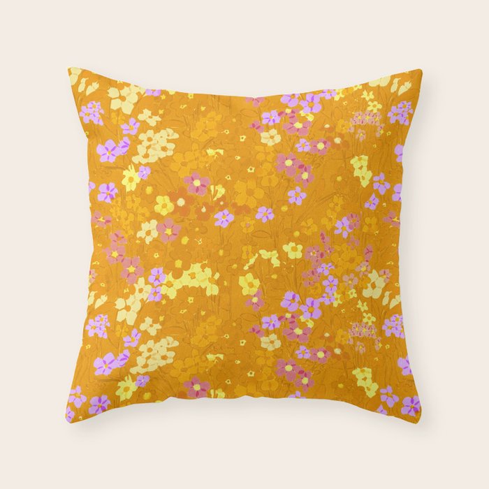 Summer Garden (Orange) Throw Pillow Gallery Image 6