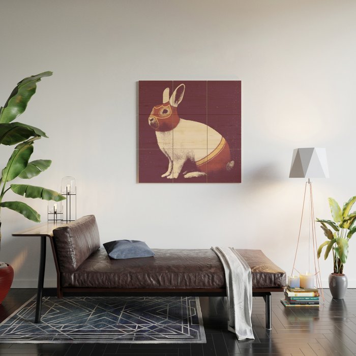 Lapin Catcheur (Rabbit Wrestler) Wood Wall Art Gallery Image 2