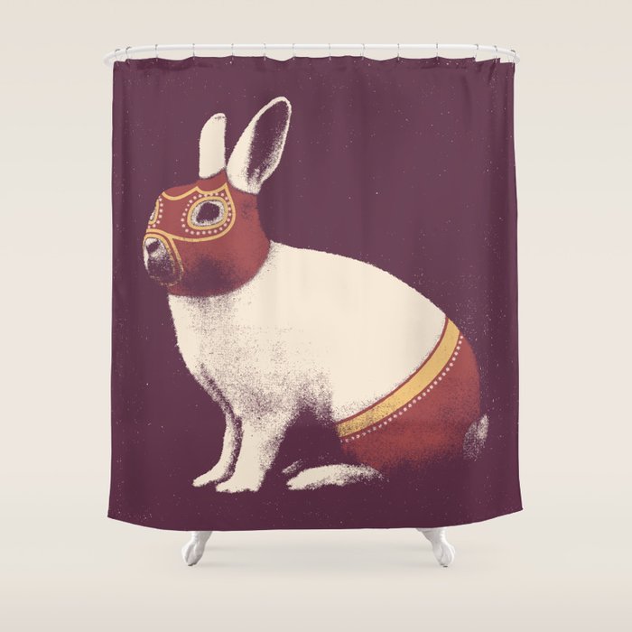 Lapin Catcheur (Rabbit Wrestler) Shower Curtain