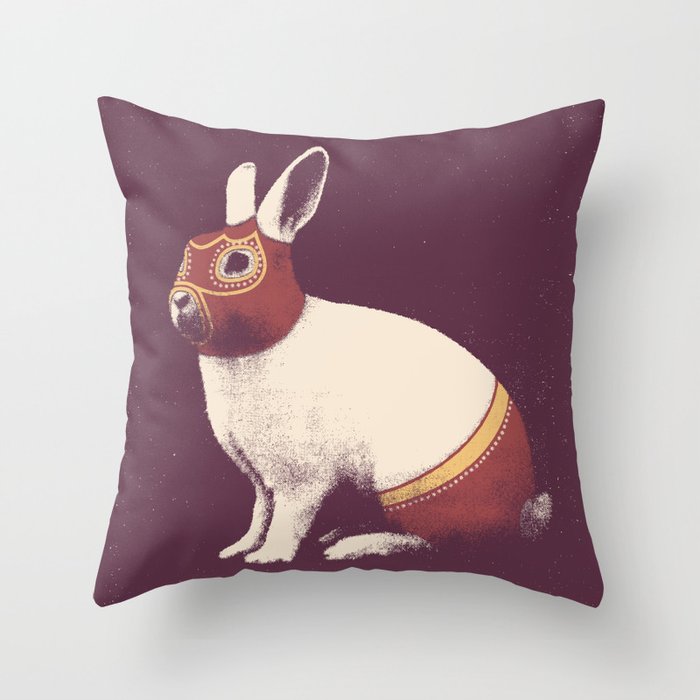 Lapin Catcheur (Rabbit Wrestler) Throw Pillow Gallery Image 6