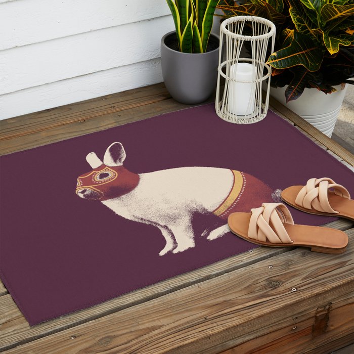 Lapin Catcheur (Rabbit Wrestler) Outdoor Rug Gallery Image 2